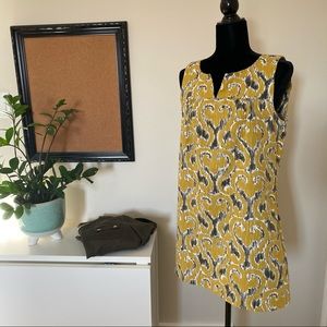 Shift Dress in Mustard and Army Green